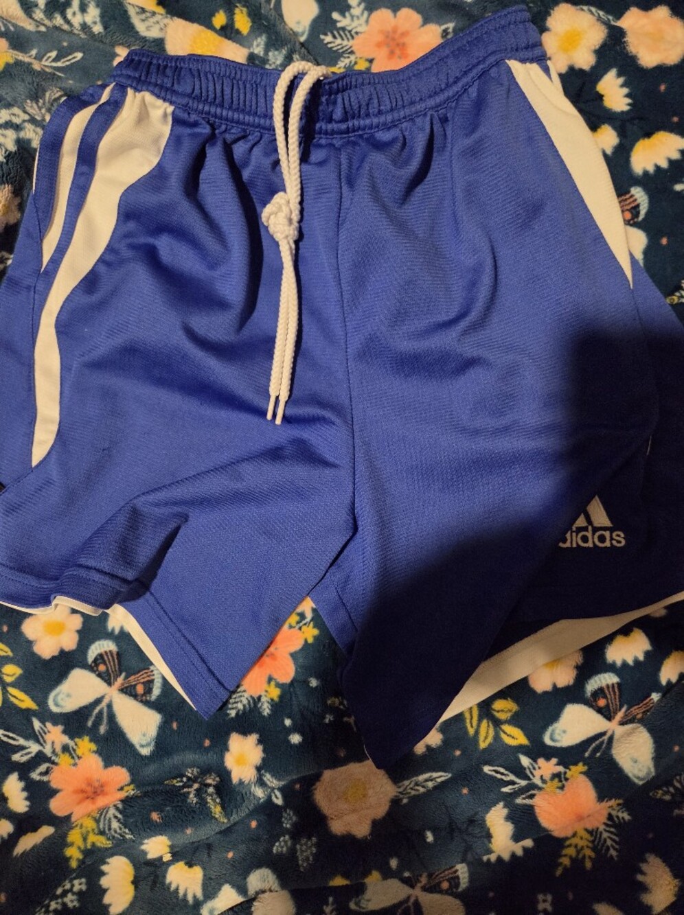 adidas Boys Royal Blue Athletic Shorts with White Accents